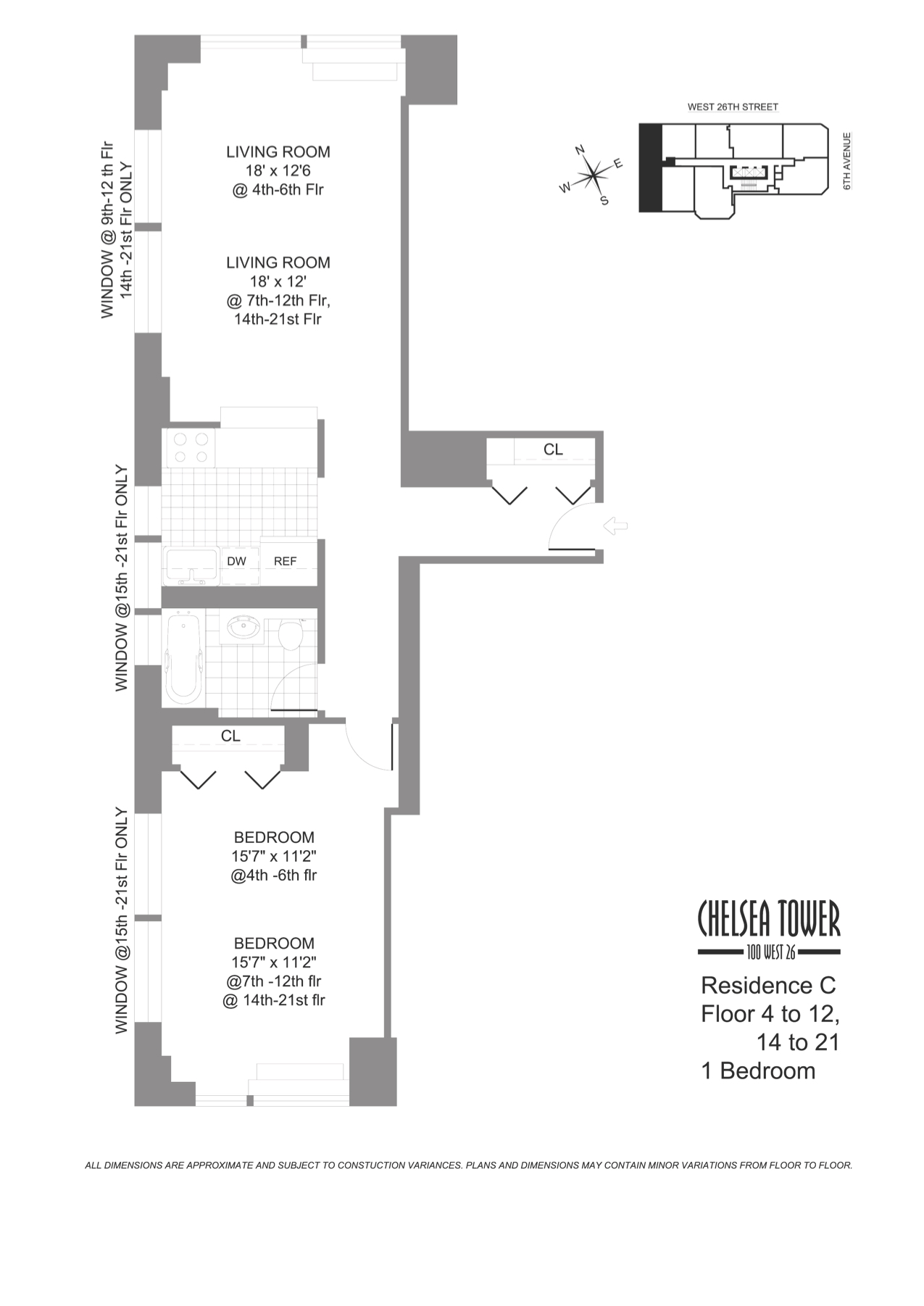 1 Bedroom Residence C - Chelsea Tower